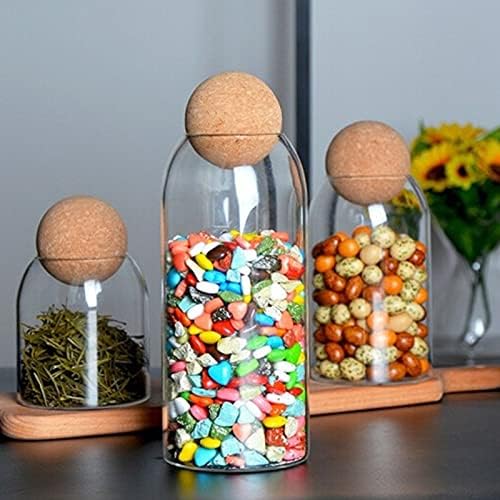Lot de 3 bocaux en verre avec couvercle en bois - Transparents