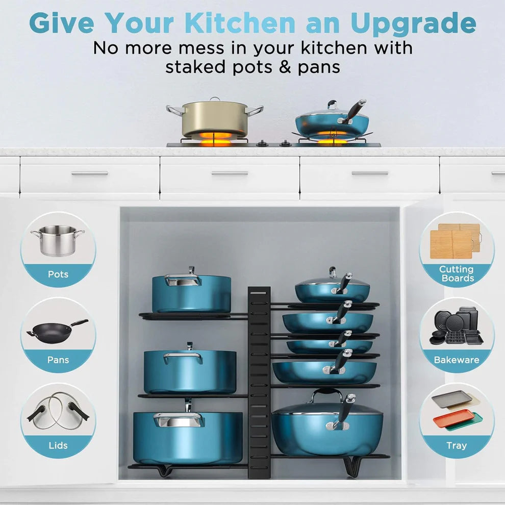ORDORA® Organisateur de casseroles et poêles à 8 niveaux